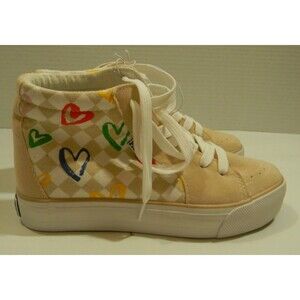 Mudd Sneakers High Tops Girl Size 4 Hearts Checkered "Poppy" NWT Back to School